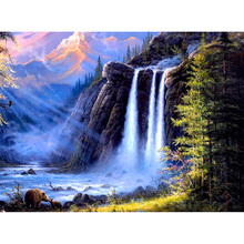 DIY full drill diamond embroidery waterfall forest square diamond painting Cross Stitch picture of Rhinestone mosaic decoration 2024 - buy cheap