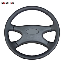 GKMHiR DIY Hand-stitched Black Genuine Leather Car Steering Wheel Cover for Lada Niva 2006-2017 2107 1997-2012 2024 - buy cheap