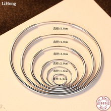 Pendientes de aro de plata de ley 100% 925 auténtica para mujer, joyería elegante de 3cm/4cm/5cm, círculo redondo 2024 - compra barato