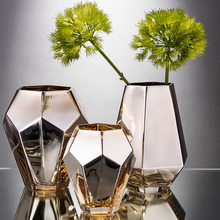 Newclassic-vaso de vidro dourado com eletrogalvanizado, vaso alto de mesa para hidroponia, decoração nórdica para casa e casamento 2024 - compre barato