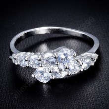 Anel de prata esterlina 925 brilhante, joia de luxo para casamento, noivado, pedra branca, zircônia cúbica 2024 - compre barato