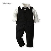Tem Doger Baby Boy Clothing Sets 2019 Infant Newborn Boys Clothes White Shirts+Vest+Pants 3PCS Outfits Bebes Boy Clothing 2024 - buy cheap