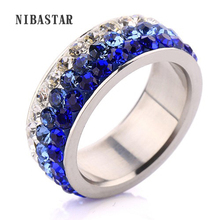 Высококачественные красивые цветные модные кольца из нержавеющей стали с кристаллами, ювелирные изделия с разноцветными кристаллами 2024 - купить недорого