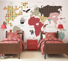 Bacaz Original World Map 3d Cartoon Mural Wallpaper for Child Baby Room Kindergarten 3d Cartoon Stickers Wall paper 2024 - buy cheap