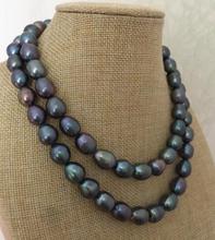 Precioso collar de perlas verdes y negras de tahitiano, 12-13mm, 18" 2024 - compra barato