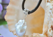 Collar de perlas color blanco barroco keshi renacido, 17 ", gran envío gratis, de cuero colgante 2024 - compra barato