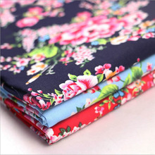 High quality 100% cotton sateen flower printed fabric used for Quilting sewing dress women clothing skirt curtain by 100x150cm 2024 - buy cheap