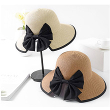 Maershei chapéu de sol feminino, chapéu de palha com laço grande para o verão, chapéu de praia dobrável com sol amplo 2024 - compre barato