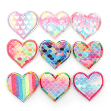 1 Set /9pc Mix Color Patches Shine Heart Rainbow Patches With Hat DIY Girl Embroidered Patches Iron On Applique Embroidery 2024 - buy cheap