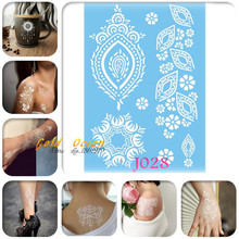 1 pc novo design flash metálico branco tatuagens temporárias para pintura gj028 original feminino branco henna tatuagem adesivos folha flor 2024 - compre barato