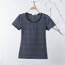 New women summer style t-shirt casual striped o-neck short sleeve shirts plus size women tops tee 4XL  5xl  6XL 2024 - buy cheap