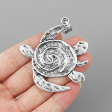 4PCS Tibetan Tone Large Hammered Turtle Tortoise Swirl Spiral Vortex Lagenlook Charms Pendants for DIY Necklace Jewelry 2024 - buy cheap