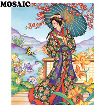 Полностью квадратная/круглая дрель 5D DIY Алмазная картина "Японская женщина" Мозаика стежка Алмазная вышивка домашний Декор подарок 2024 - купить недорого