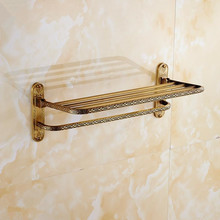 Antiguo cobre simple soporte toallero plegable estante de toalla Europea cuarto de baño estante de hardware colgante 2024 - compra barato