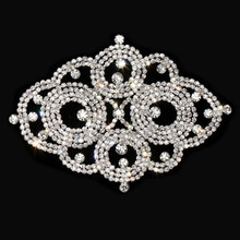 Strass de cristal oval aplique para vestidos de casamento decoração acabamento prata ouro alta qualidade 13.5*10 cm 2024 - compre barato