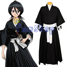 Anime BLEACH Kuchiki Rukia Cosplay Shinigami Death Kimono Soul Reaper Full Set Halloween Costume (Tops+Pants+Sash) Free Shipping 2024 - buy cheap
