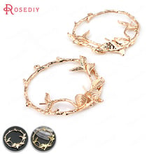 Wholesale 6 pieces 38mm High Quality 24K Champagne Gold color Branches circle Copper Charms Pendants (JM3844) 2024 - buy cheap