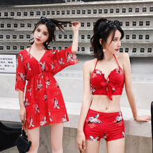 Maiô feminino de duas peças, traje de banho com push up de seios sexy coreano, roupa de banho para mulheres, maiô de três peças 2024 - compre barato