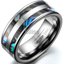 8mm Top Quality Tungsten Carbide Ring with Double Abalone Shell Inlay for Men Engagement Wedding Bands anillos hombre 2024 - buy cheap