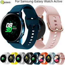 Pulseira de relógio 20mm de silicone, pulseira para samsung galaxy watch active band galaxy 42mm gear s2 bip sport smart 2024 - compre barato
