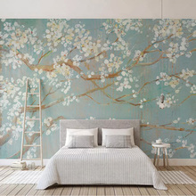 Papel pintado a mano con foto 3D, cuadro pintado al óleo De flores De cerezo, murales De flores para sala De estar, ropa De cama, decoración del hogar, Papel De pared 2024 - compra barato