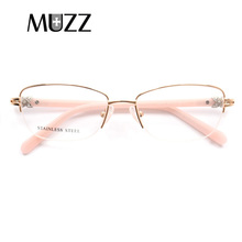MUZZ High-quality Metal Eyeglasses Frame Women Half Rim Alloy Handmade Eyewear Frames Prescription Myopia Optical Pink Frame 2024 - buy cheap