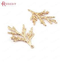 (B016)6 pieces 36*24mm 24K Gold Color  Brass Cypress leaves leaf Charms Pendants Diy Jewelry Findings Accessories wholesale 2024 - buy cheap