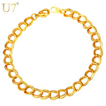 U7 Big Chunky Bracelet Men Jewelry Wholesale Gold Color 20CM 7MM Thick Cuban Chain Men Bracelets  H794 2024 - buy cheap