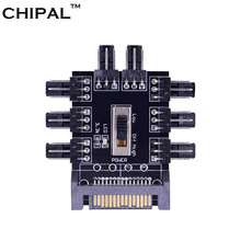 CHIPAL 15Pin SATA Power 1 to 8 Multi Way Splitter 3Pin 12V Cooling Fan Cooler Hub 2 Level Speed Controller for PC Computer 2024 - buy cheap