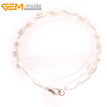 Gem-inside 2017 New Girl Real Natural White Freshwater Pearl Bracelet for Women High Quality Female Jewelry 5-6MM 2024 - buy cheap