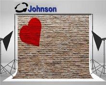 Red Heart Wall Shaped Brick Wal Symbol Love backdrop  High quality Computer print wedding photo studio background 2024 - buy cheap