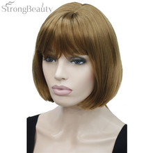 Strong Beauty Short Hair Synthetic Bob Wig Straight Blond/Silver Gray Wigs 2024 - buy cheap