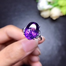 Natural amethyst ring, new cut, beautiful fire, beautiful color, 925 silver, unique gem 2024 - buy cheap