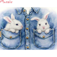 Full 5D Diy Diamond Painting Cross-stitch Pocket White Rabbit 3D Diamond Painting Round/square Rhinestone Picture Embroidery 2024 - buy cheap