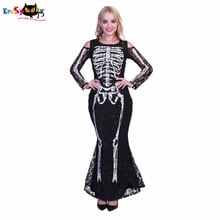 Aspooky-disfraces de halloween escalofriantes para mujer, Vestido largo de esqueleto de hueso, disfraz de encaje Sexy para adulto 2024 - compra barato