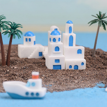 Estatueta decoração mini casa mediterrânea, 5 peças modelo de arquitetura mediterrânea miniatura enfeite de artesanato decoração jardim fadas acessórios diy 2024 - compre barato