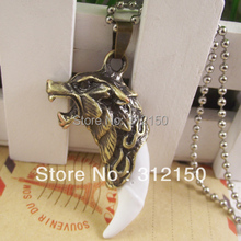 10pcs/lot Wholesale Free Shipping Fashion Stainless Steel Ball Chain Wolf Tooth Pendant Wolf Necklace 2024 - buy cheap