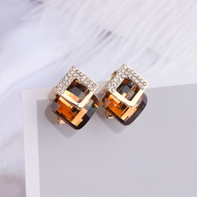 2018 New Design Trendy Charm Crystal Stud Earrings For Women Shiny Rhinestone Geometric Square Big Earrings Jewelry Gifts WX154 2024 - buy cheap