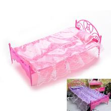 1 pcs Color Random Creative gift Pink Nightgown & Single Bed Dollhouse Furniture & Pillow Bed Sheet For Dolls Children Toys 2024 - buy cheap