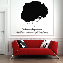 Tribal African Woman Silhouette Wall Decal Beauty Quotes Bedroom Beautiful Afro Girl Home Decor Wall Art Stickers Salon D131 2024 - buy cheap