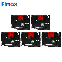 Fimax 5 pacotes tze451 compatível para o irmão p-toque etiqueta fita TZe-451 TZ-451 24mm * 8m preto no vermelho para o irmão p-toque etiqueta tze 2024 - compre barato