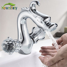 Chrome or Golden Polished Deck Mount Bath Sink Faucet Hot and Cold Mixer Tap Two Crystal Handle One Hole 2024 - buy cheap