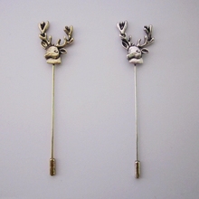 12pcs/lot Men Vintage Gold Deer Head Horn Elk Antler Stag Lapel Stick Pin Tie Hat Brooch 2024 - buy cheap