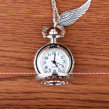 Shining Silver Pocket Watch Mini Carving Wings Vintage Quartz Pocket Watch Necklace Chain Pendant watch Gifts Relogio De Bolso 2024 - buy cheap