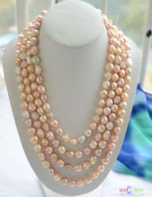 Natural 100" 8-9mm pink lavender baroque freshwater pearl necklace 2024 - buy cheap