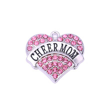 Надпись CHEER MOM хрустальный кулон в виде сердца 2024 - купить недорого