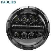 FADUIES 7" 80W Motorcycle LED Headlight Angle Eyes with Amber Signal Halo DRL Halo For Motorcycles 2024 - buy cheap