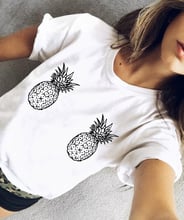 Engraçado feminino abacaxi estético t desenho animado abacaxi feminino casual harajuku topos tumblr meninas t camisa 2024 - compre barato