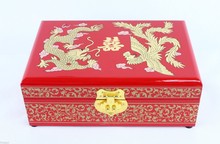 NEW Chinese Handmade Classic Wooden Lacquerware Dragon&Phoenix 2 Layer Jewelry Box 2024 - buy cheap