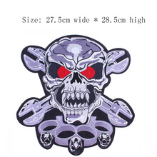 Free shipping Skull Wrench embroidery patch 28.5cm high iron on sew on emblemas for Motorcycle club full back on the Punk Jacket 2024 - buy cheap